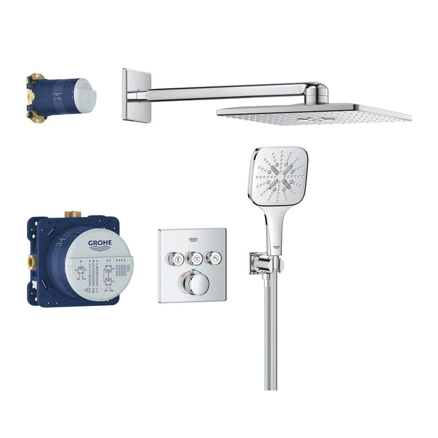Душова система прихованого монтажу GROHE Grohtherm SmartControl із верхнім душем латунь хром 34864000 - Фото 1 Душова система прихованого монтажу GROHE Grohtherm SmartControl із верхнім душем латунь хром 34864000 - зображення 1