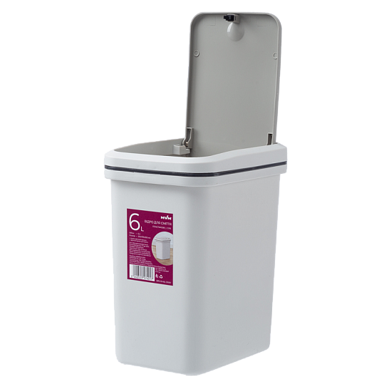 Ведро для мусора с крышкой 6 л пластиковое MVM BIN-04 6L GRAY - изображение 9