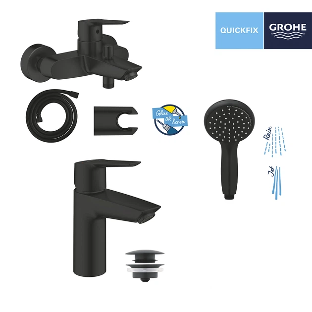 Набір змішувачів для ванної GROHE QuickFix Start UA303301SQ чорний латунь CV032757 - зображення 3