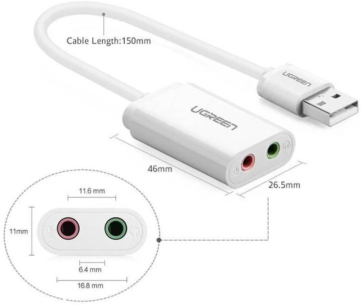 Karta dźwiękowa Ugreen US205 USB AUX Jack TRRS (6957303831432) - obraz 4