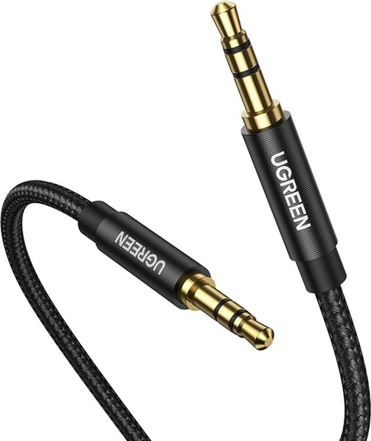Kabel Ugreen AV112 3.5 mm Male to 3.5 mm Male Cable Gold Plated Metal Case with Braid 1 m Black (6957303853618) - obraz 2