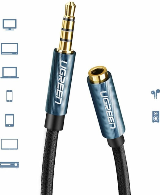 Кабель Ugreen AV118 3.5 мм Male to 3.5 мм Female, 2 м Black 40675 (6957303846757) - зображення 3
