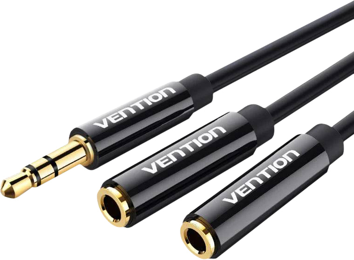 Adapter Vention Stereo Splitter Audio Jack 3.5 mm - 2 x 3.5 mm Black (6922794738911) - obraz 1