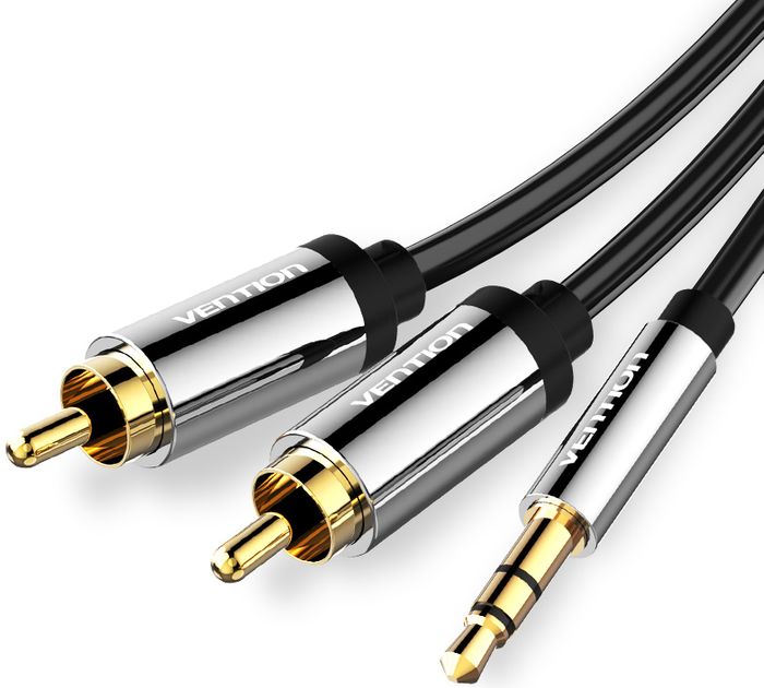 Kabel Vention AUX 3.5 mm m - 2 x RCA m 3 m Black (6922794734371) - obraz 2