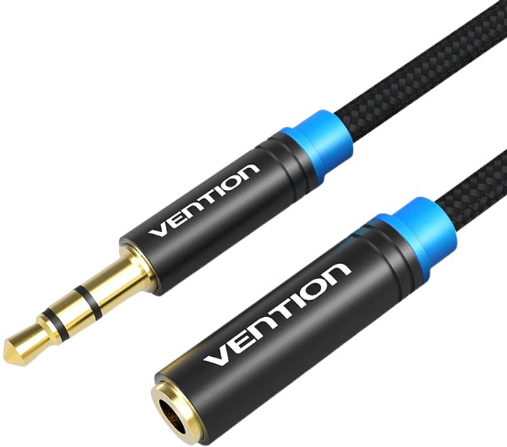 Kabel Vention Audio 3.5 mm m - 3.5 mm F 1.5 m Black (VAB-B06-B150-M) - obraz 1