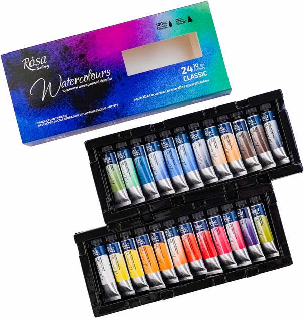 Набор акварельных красок Rosa Gallery Classic 24 х 10 мл (4823098540670) - изображение 2