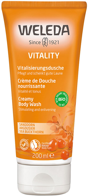 Тонізуючий гель для душу Weleda Sea Buckthorn Creamy Body Wash 200 мл (7611916124518) - зображення 1