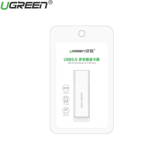 Кардрідер Ugreen USB 3.0 Card Reader with SD/TF White(CM104) - Фото 5 Кардрідер Ugreen USB 3.0 Card Reader with SD/TF White(CM104) - зображення 5