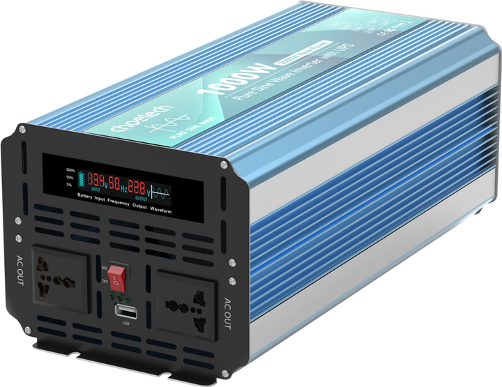 Інвертор Choetech з зарядкою, функція ДБЖ 12\220В 1000Вт, чиста ...