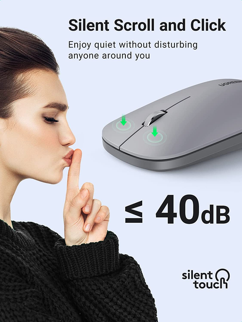 Миша Ugreen MU001 Portable Wireless Gray (6957303893737) - зображення 10