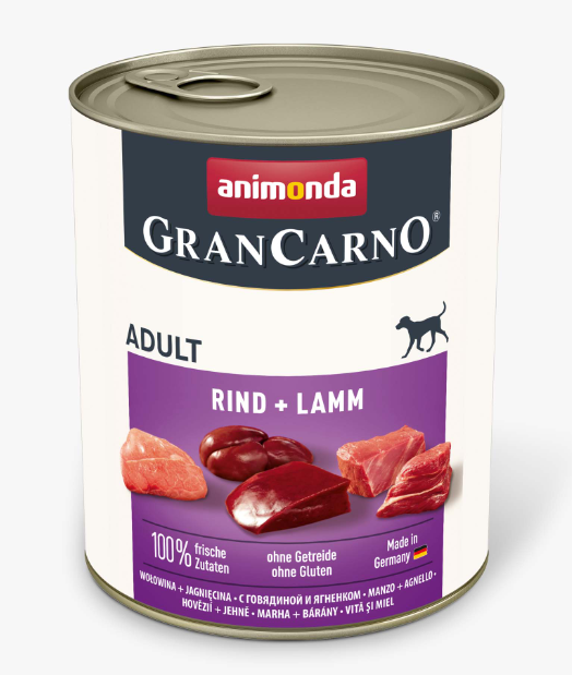 Консерва Animonda GranCarno Adult Beef + Lamb для собак, з яловичиною та ягням 800 (г) - Фото 2 Консерва Animonda GranCarno Adult Beef + Lamb для собак, з яловичиною та ягням 800 (г) - зображення 2
