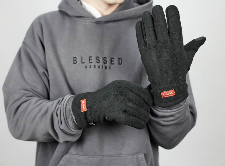 Мужские флисовые перчатки тактические M-Tac черные M (77421) - изображение 1