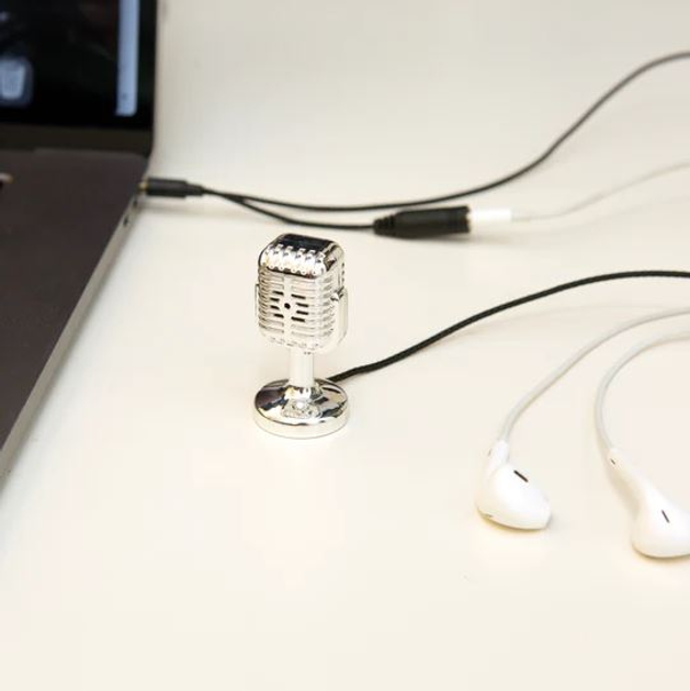 Mini mikrofon Kikkerland Radio-Age Retro Microphone Silver (0612615119628) - obraz 3