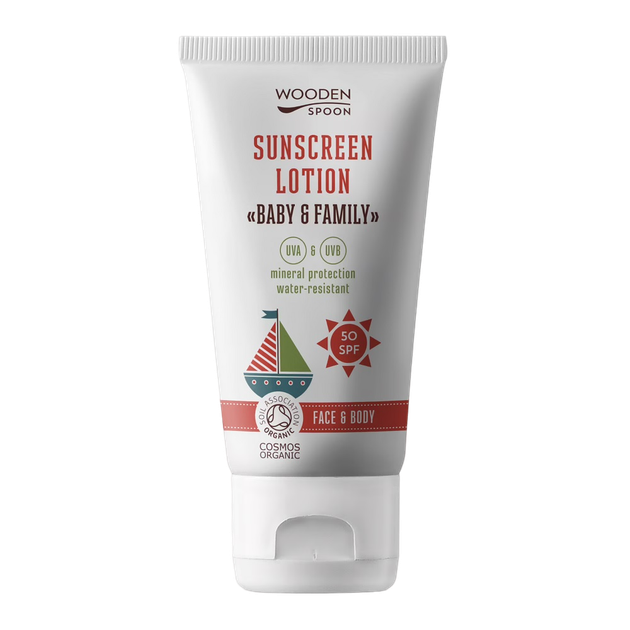 Сонцезахисний бальзам Wooden Spoon Baby & Family Sunscreen Lotion для дітей та всієї родини SPF50 150 мл (3800233684087) - зображення 1