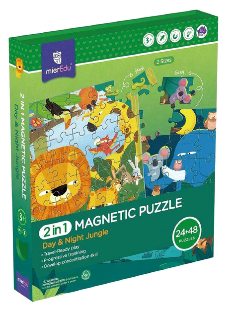 Puzzle magnetyczne MierEdu Day and Night Jungle 72 elementy (9352801001832) - obraz 1