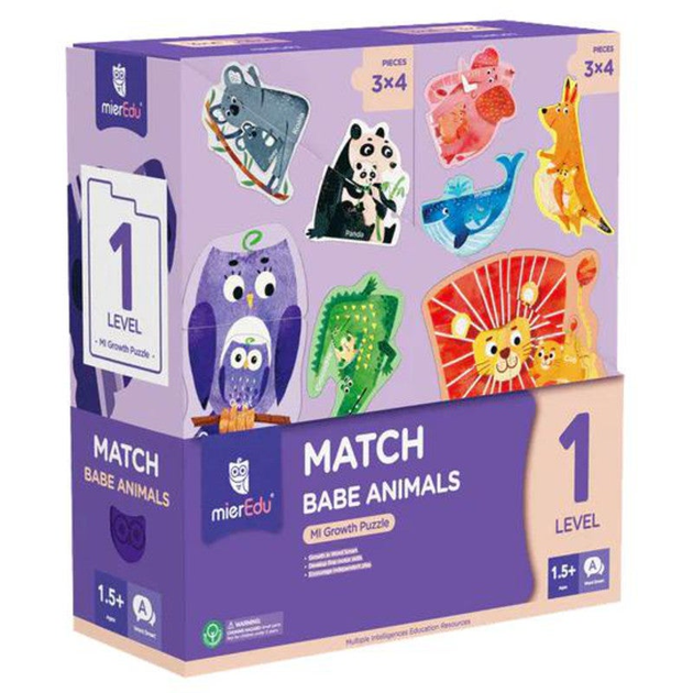 Puzzle MierEdu Level 1 Match Baby Animals 24 elementy (9352801006417) - obraz 1