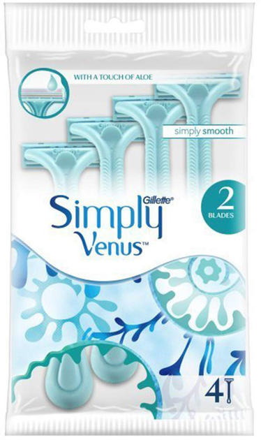 Станки Gillette Simply Venus 2 одноразові для жінок 4 шт (7702018024612) - зображення 1