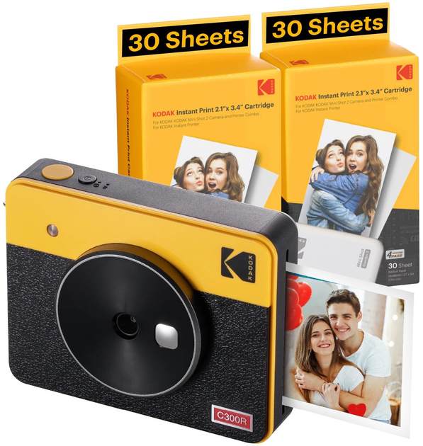 Aparat Kodak Mini Shot 3 Retro Żółty + 60 arkuszy do drukowania zdjęć (0192143003441) - obraz 1