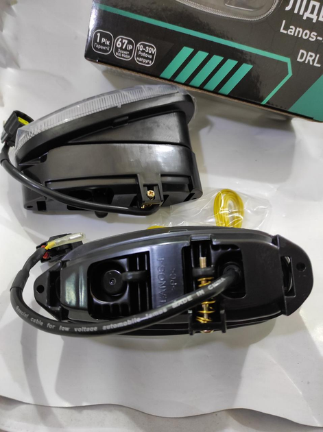 Дополнительные противотуманные LED фары ПТФ на Daewoo Lanos Sens 45W DRL белый желтый 97- комплект Дэу Ланос SV0506 - изображение 2