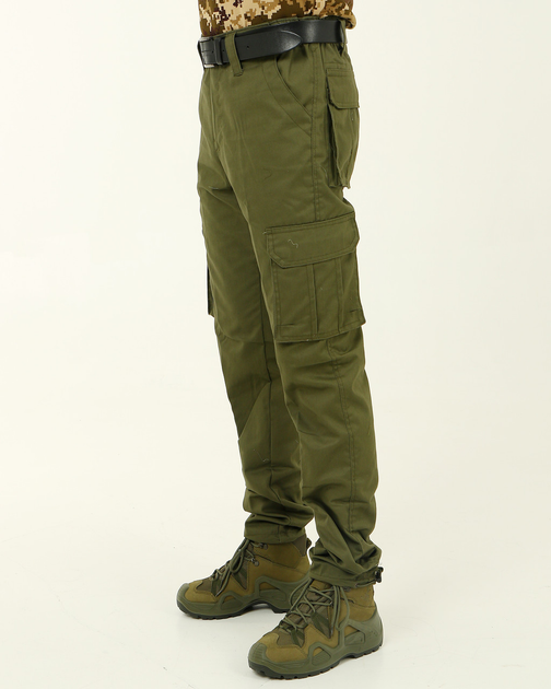Мужские брюки-карго повседневные, штаны карго хаки ткань канвас 48 - изображение 2