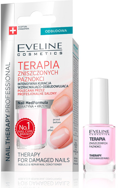 Укріплювач Eveline Cosmetics Nail Therapy Professional зміцнювальна та відновлювальна терапія для пошкоджених нігтів 12 мл (5901761991512) - зображення 1