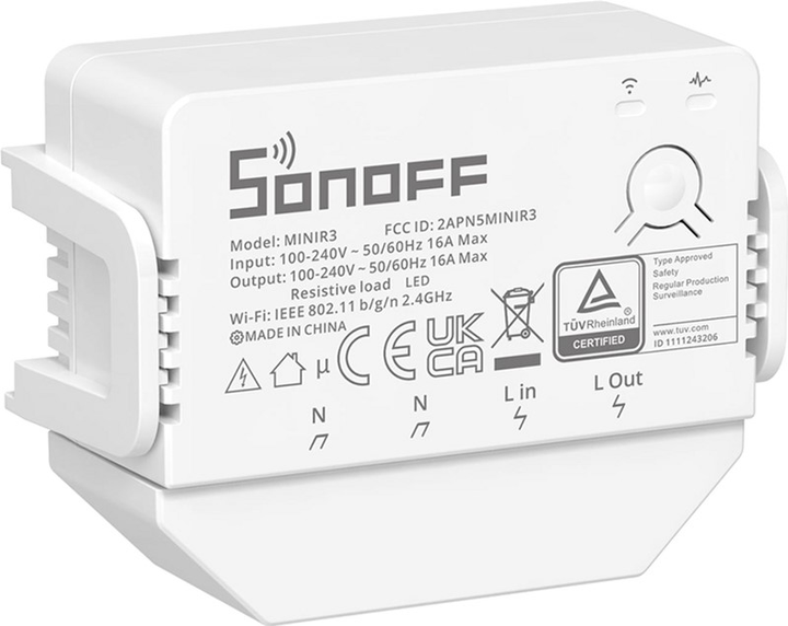 Inteligentny przełącznik 1-kanałowy Sonoff Wi-Fi MINIR3, 3500 W (6920075776775) - obraz 1