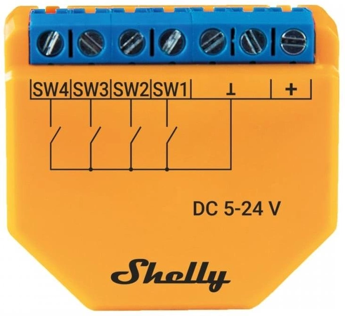 Kontroler Shelly "Plus i4 DC" z Wi-Fi i czterema wejściami cyfrowymi (3800235265543) - obraz 1
