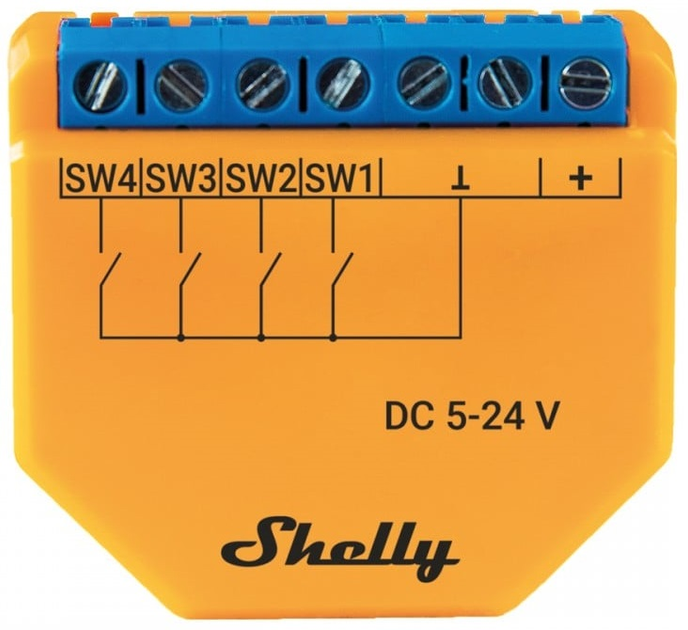 Контролер Shelly "Plus i4 DC" з Wi-Fi та чотирма цифровими входами (3800235265543) - зображення 1