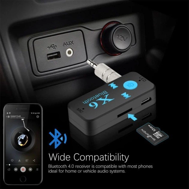 Трансмиттер BT X6 аудио ресивер, с Bluetooth, TF card (6948) - изображение 6