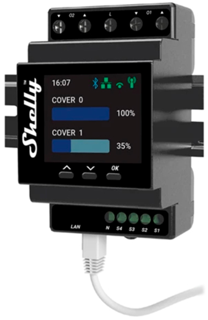 Контролер Shelly "Pro Dual Cover / Shutter PM" 2 незалежні канали керування облік електроенергії (3800235268124) - зображення 1