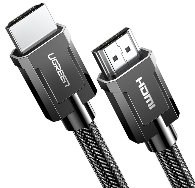 Kabel Ugreen HD135 8K HDMI m / m Round Cable with Braided 1 m Gray (6957303873197) - obraz 1