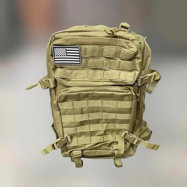 Військовий рюкзак 45 л. Койот, Yakeda, тактичний рюкзак для військових, армійський рюкзак для солдатів - зображення 1