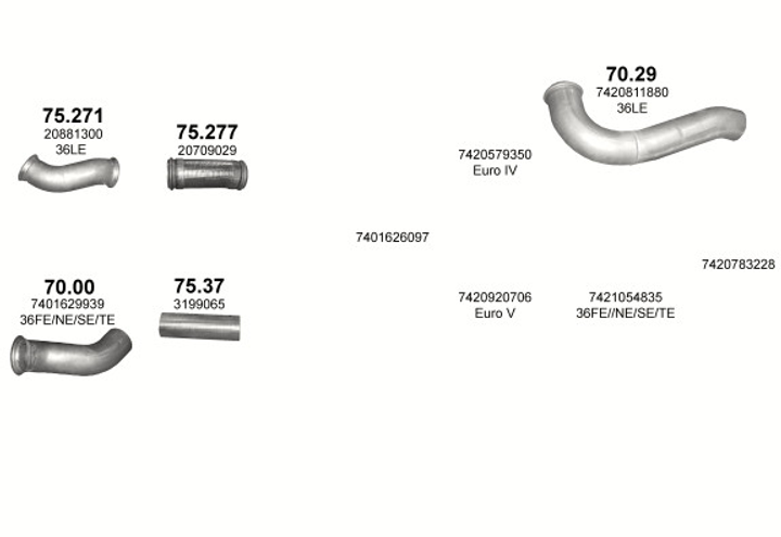 Труба проміжна Renault Premium; Kerax Polmostrow (70.29) (857029) - зображення 1