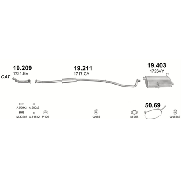 Труба від каталізатора Polmostrow (19.209) - (Peugeot 206 1.1i 00-07; 1.4i 00-12/03) (859209) - зображення 2