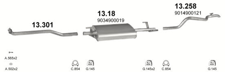 Труба приймаюча Mercedes Sprinter 208/308/408 2.3 D 95-00 Polmostrow (13.301) (850276) - зображення 2