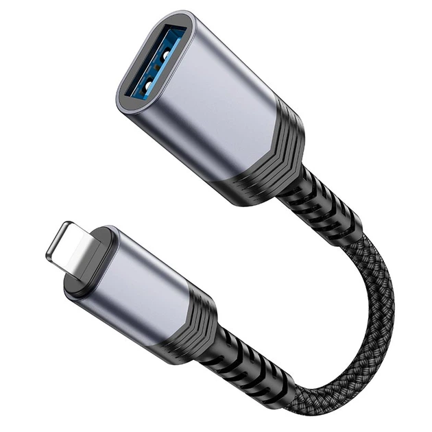 Перехідник Hoco iP male to USB female 2.0 converter UA24 grey - Фото 2 Перехідник Hoco iP male to USB female 2.0 converter UA24 grey - зображення 2
