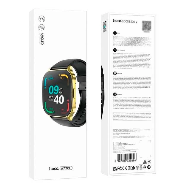 Смарт-часи Hoco Y19 AMOLED Розумний (call version) BT 5.1 Track HeartRate IP68 BT 5.1, 300мАг Золотий - Фото 2 Смарт-часи Hoco Y19 AMOLED Розумний (call version) BT 5.1 Track HeartRate IP68 BT 5.1, 300мАг Золотий - зображення 2