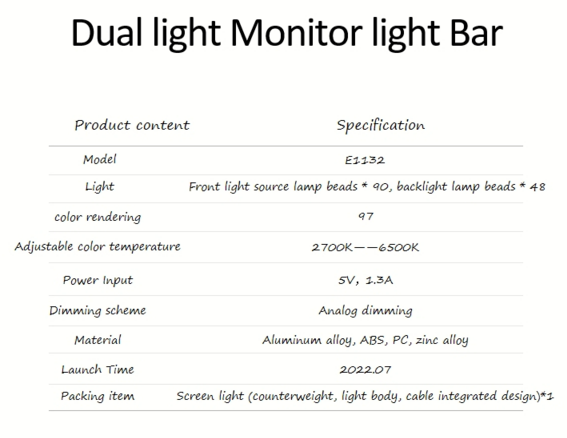 Лампа підсвічування монітора + задня підсвітка Elesense E1132-GY 90+48 LED - зображення 8