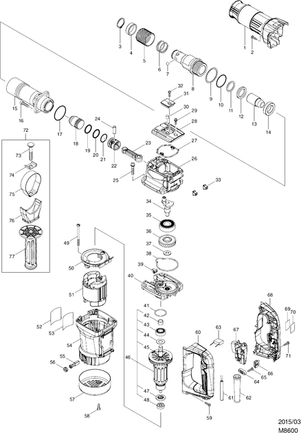 Молоток отбойный сетевой Makita MT M8600 (7.2 Дж, 2900&nbsp;хв-1, 900 Вт, HEX 17 мм, 5.4 кг) - изображение 6