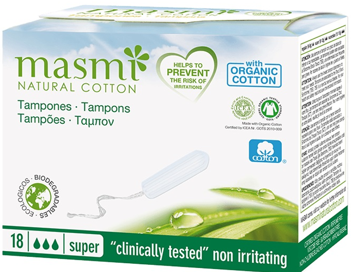 Tampony Masmi z bawełny organicznej Super 18 szt (8432984000523) - obraz 1