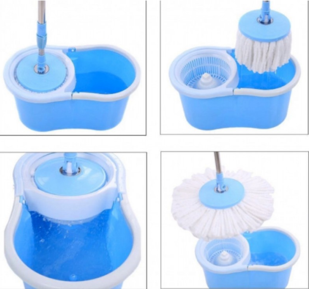 Турбо швабра с ведром Spin MOP 360 голубая с отжимом для уборки и мытья полов - Фото 2 Турбо швабра с ведром Spin MOP 360 голубая с отжимом для уборки и мытья полов - изображение 2