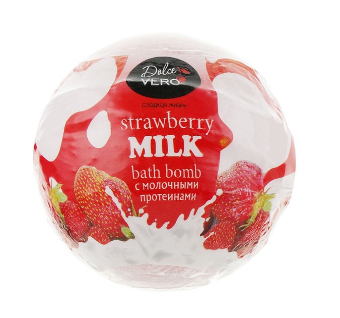 Бомбочка для ванн Dolce Vero strawberry milk 75 г (4820091146403) - Фото 1 Бомбочка для ванн Dolce Vero strawberry milk 75 г (4820091146403) - зображення 1
