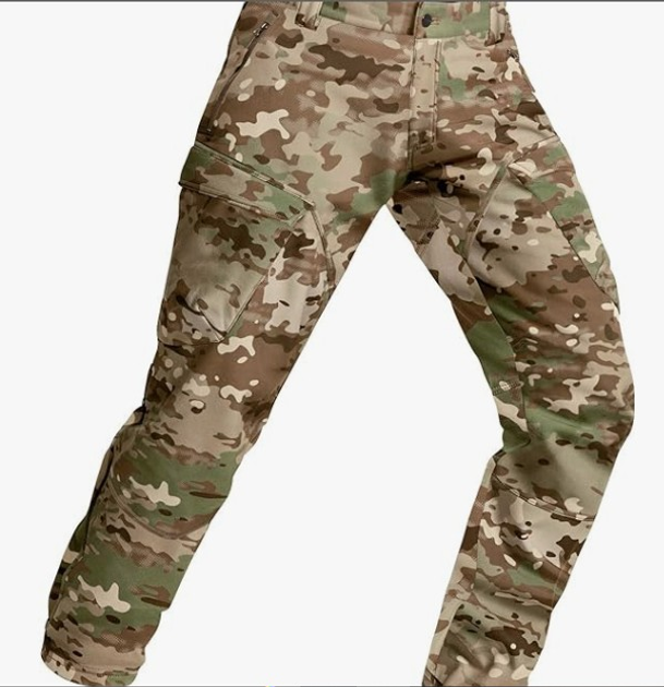 Зимние мужские штаны флисовые водонепроницаемые тактические военные камуфляж ВСУ мультикам CQR Soft Shell, 7884565488-S-30/32 - изображение 2