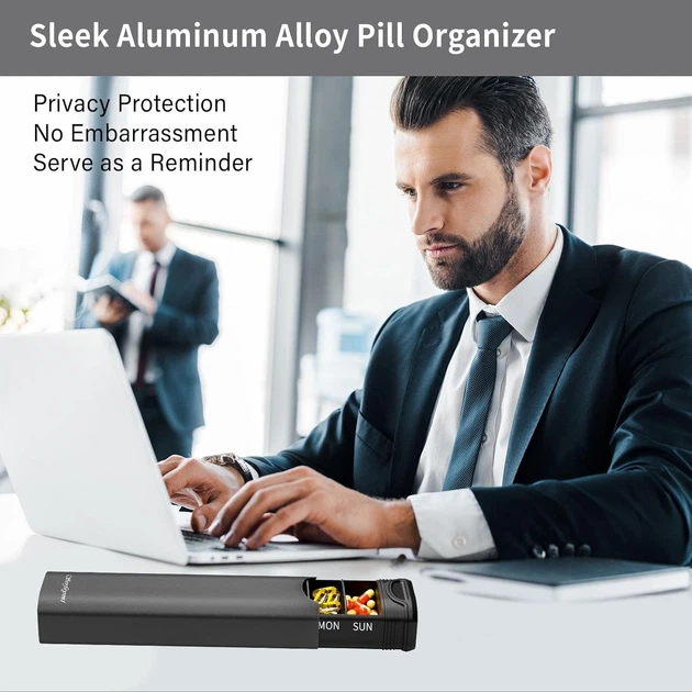 Премиальный контейнер для таблеток Serfeymi Aluminum Daily Pill Box Gray - изображение 2