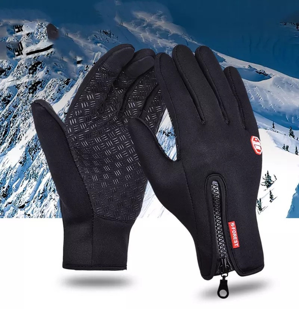Тактичні рукавички зимові спортивні сенсорні Windstopper M Black - зображення 2