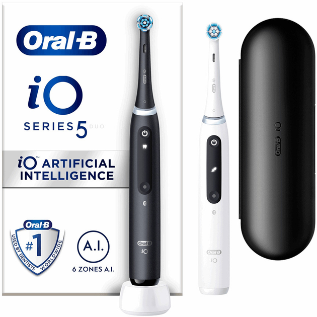 Zestaw szczoteczek elektrycznych Oral-B iO5 Duo Black UCB and White SC (4210201414841) - obraz 1