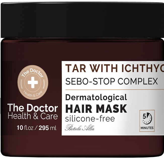 Maska do włosów The Doctor Health & Care dziegieć + ichthyol + sebo-stop complex przeciw przetłuszczaniu 295 ml (8588006042559) - obraz 1