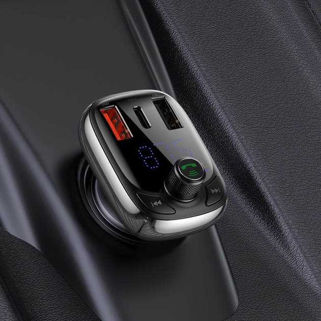 АЗП з FM-модулятором Baseus T Shaped S-13 Car Bluetooth MP3 Player (PPS Fast Charger Edition) Black (CCMT000101) - изображение 7