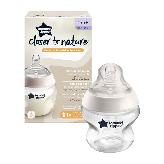 Пляшка для годування Tommee Tippee Closer To Nature з силіконовою соскою вільний потік 0 міс+ 150 мл (5010415224002) - зображення 2