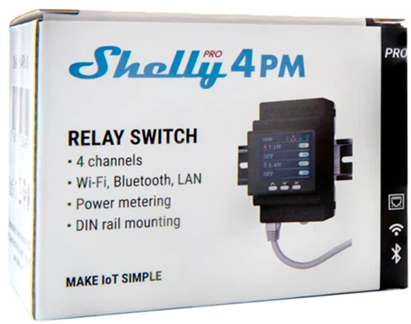 Умный переключатель Shelly "Pro 4PM" LAN Wi-Fi и BT четырёхканальный 40 A учет электроэнергии (3800235268049) - Фото 2 Умный переключатель Shelly "Pro 4PM" LAN Wi-Fi и BT четырёхканальный 40 A учет электроэнергии (3800235268049) - изображение 2